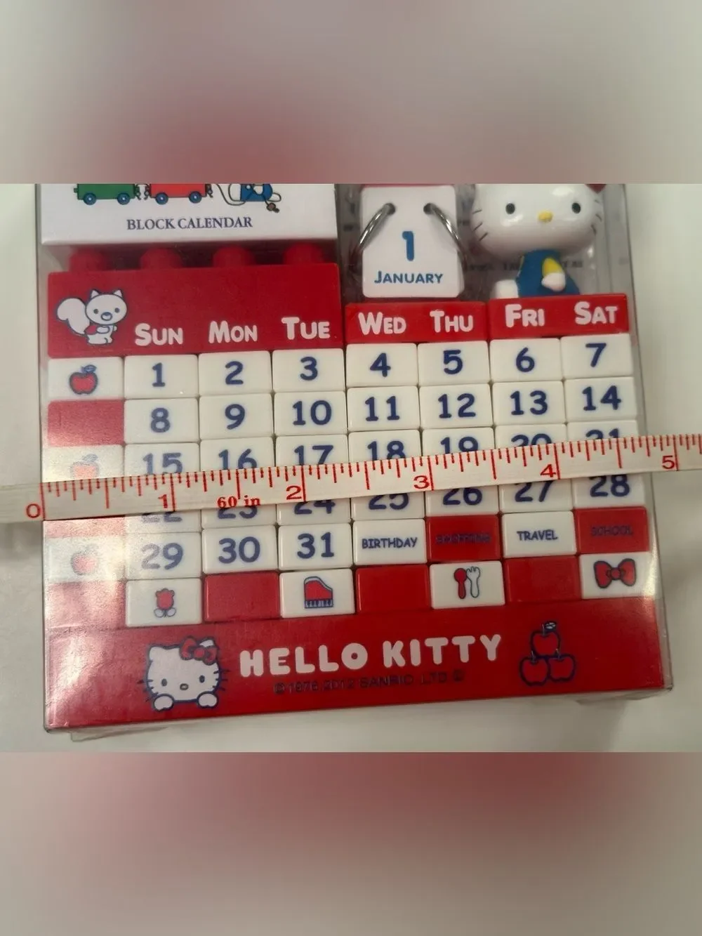 Sanrio Hello Kitty Red Perpetual Block Desk Calendar NEW